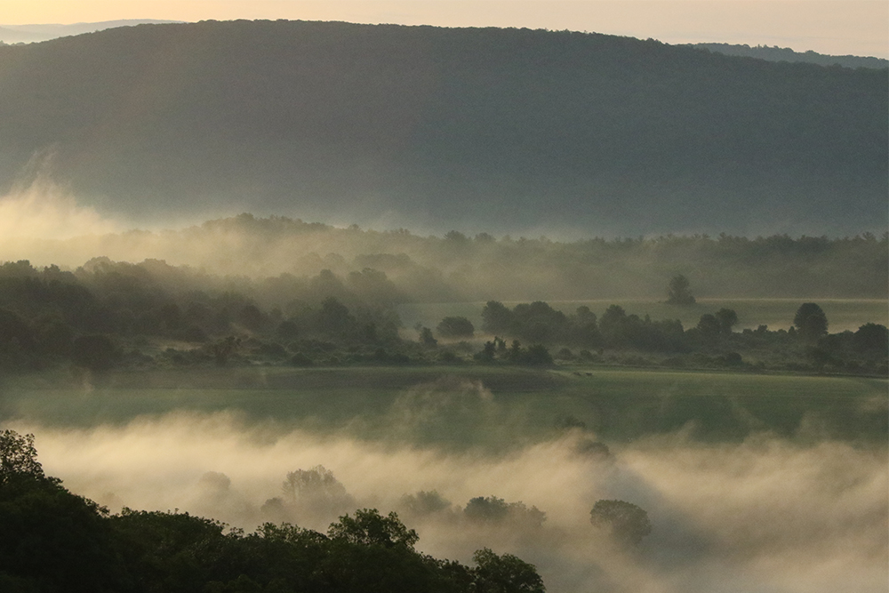 View of the Harlem Valley at dawn from Cat Rock